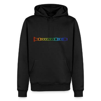 Flûte, Flûte, Orchestre, Musique Arc-en-ciel - Sweat à capuche Premium bio Homme - noir - Devant - Nico (187cm)