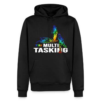 Triathlon multitâche triathlète « natation-vélo-course » - Sweat à capuche Premium bio Homme - noir - Devant - Nico (187cm)