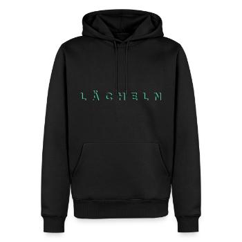 LÄCHELN - Männer Premium Bio Hoodie - Schwarz - Vorne - Nico (187cm)