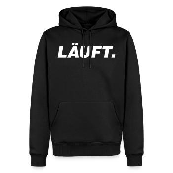 Läuft Läufer Läuferin Laufen lustiges Geschenk - Männer Premium Bio Hoodie - Schwarz - Vorne - Nico (187cm)