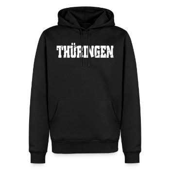 Thüringen - Männer Premium Bio Hoodie - Schwarz - Vorne - Nico (187cm)