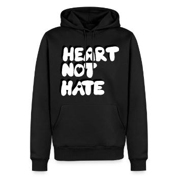 HEART NOT HATE - Männer Premium Bio Hoodie - Schwarz - Vorne - Nico (187cm)