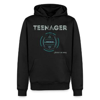 Teenager Loading Please Run Away, 13. Geburtstag - Männer Premium Bio Hoodie - Schwarz - Vorne - Nico (187cm)