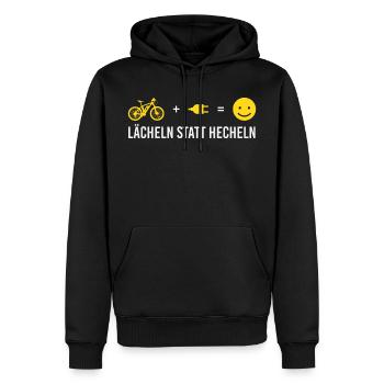 Lächeln Statt Hecheln Fahrrad E-bike Ebike Akku - Männer Premium Bio Hoodie - Schwarz - Vorne - Nico (187cm)