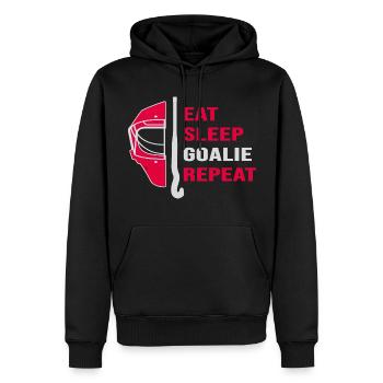 Hockey Feldhockey-Torwart HockeyGoalie Hockeysport - Männer Premium Bio Hoodie - Schwarz - Vorne - Nico (187cm)