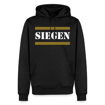 Siegen - Männer Premium Bio Hoodie - Schwarz - Vorne - Nico (187cm)