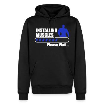 Installing muscles gym body building fitness - Männer Premium Bio Hoodie - Schwarz - Vorne - Nico (187cm)