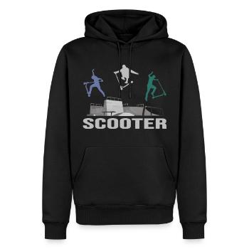 stuntscooter rollerscooter scooter e-scooter - Männer Premium Bio Hoodie - Schwarz - Vorne - Nico (187cm)