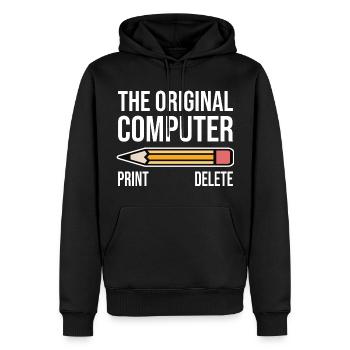 The Original Computer - Männer Premium Bio Hoodie - Schwarz - Vorne - Nico (187cm)