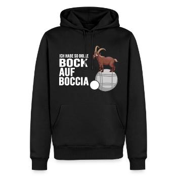boccia patanque boulespieler "bock auf boccia" - Männer Premium Bio Hoodie - Schwarz - Vorne - Nico (187cm)