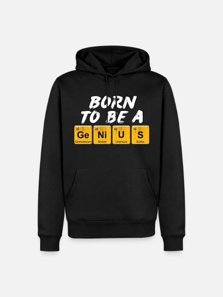 Inscriptie met de namen van de elementen "Born To Be A Genius" - Mannen Premium Bio hoodie - zwart