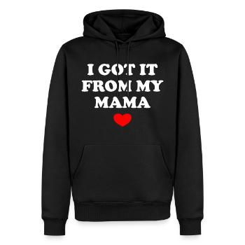 Je l’ai eu de ma maman - Sweat à capuche Premium bio Homme - noir - Devant - Nico (187cm)