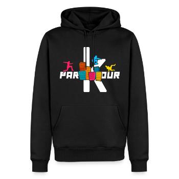 Freerunning Parkour Parkour-Run - Sweat à capuche Premium bio Homme - noir - Devant - Nico (187cm)