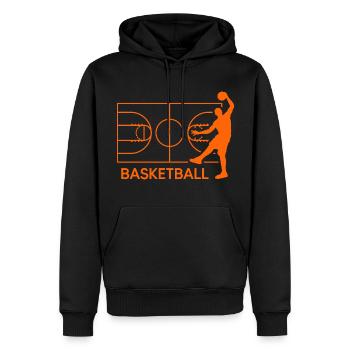 Basketteur slamdunk joueur de basket-ball « lancer des paniers » - Sweat à capuche Premium bio Homme - noir - Devant - Nico (187cm)