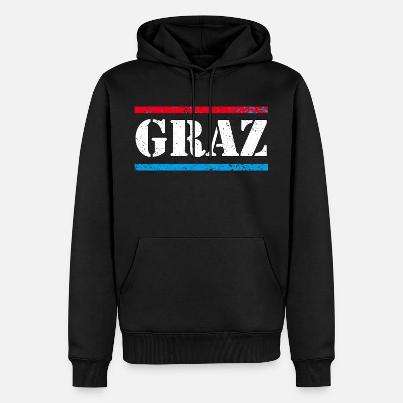 Graz - Männer Premium Bio Hoodie - Schwarz