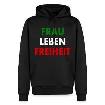 Frau leben freiheit - Männer Premium Bio Hoodie - Schwarz - Vorne - Nico (187cm)