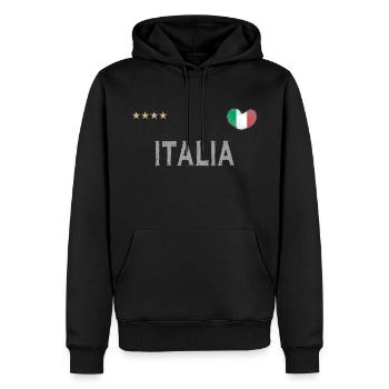 Maillot de foot Italie avec coeur - Sweat à capuche Premium bio Homme - noir - Devant - Nico (187cm)