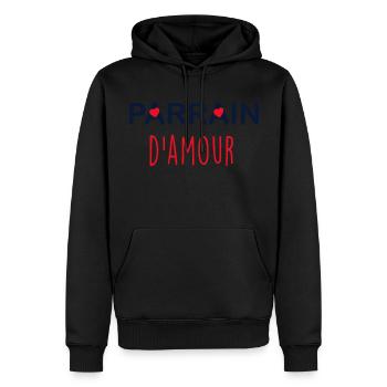 Parrain D'Amour De Mon Coeur - Sweat à capuche Premium bio Homme - noir - Devant - Nico (187cm)
