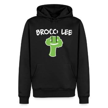 Broco Lee Brocoli Légume Vert Drôle - Sweat à capuche Premium bio Homme - noir - Devant - Nico (187cm)