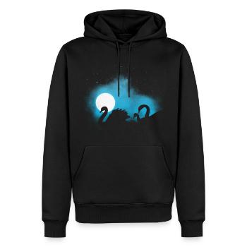 Familie von Schwänen in der Nacht - Männer Premium Bio Hoodie - Schwarz - Vorne - Nico (187cm)