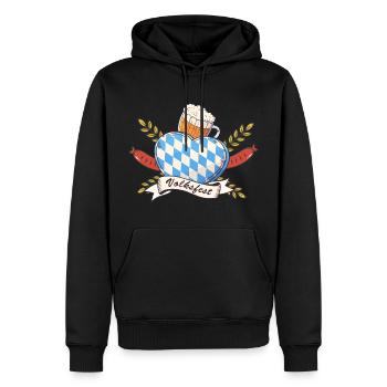 volksfest wappen Bier Bayern Weißwurst - Männer Premium Bio Hoodie - Schwarz - Vorne - Nico (187cm)
