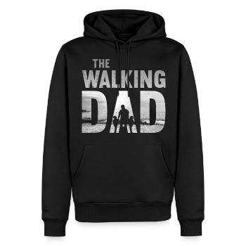 Le motif du père qui marche - Sweat à capuche Premium bio Homme - noir - Devant - Nico (187cm)