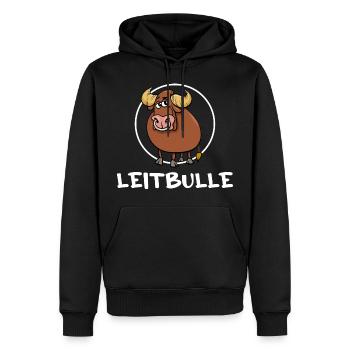 Kuh- Bulle Bauernhof Rind "Leitbulle"Führungskraft - Männer Premium Bio Hoodie - Schwarz - Vorne - Nico (187cm)