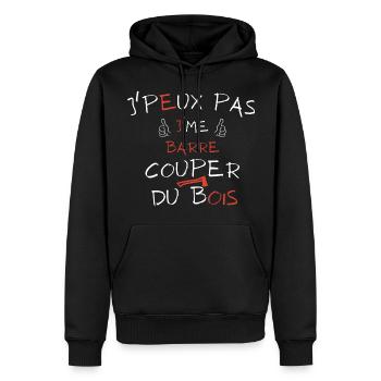 j'peux pas j'me barre couper du bois - Sweat à capuche Premium bio Homme - noir - Devant - Nico (187cm)