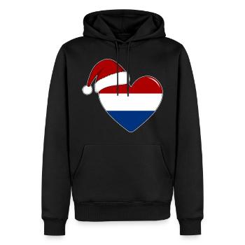 Drapeau de Hollande coeur de Noël - Sweat à capuche Premium bio Homme - noir - Devant - Nico (187cm)