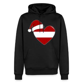 Drapeau de l’Autriche coeur de Noël - Sweat à capuche Premium bio Homme - noir - Devant - Nico (187cm)