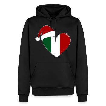 Drapeau Italie coeur de Noël - Sweat à capuche Premium bio Homme - noir - Devant - Nico (187cm)