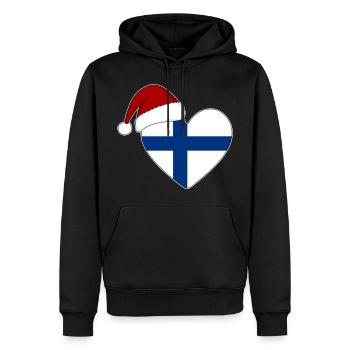 Coeur de Noël drapeau Finlande - Sweat à capuche Premium bio Homme - noir - Devant - Nico (187cm)