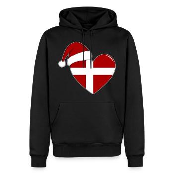 Coeur de Noël drapeau Danemark - Sweat à capuche Premium bio Homme - noir - Devant - Nico (187cm)
