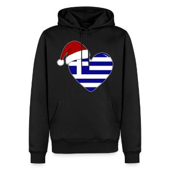 Coeur de Noël drapeau Grèce - Sweat à capuche Premium bio Homme - noir - Devant - Nico (187cm)