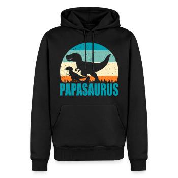 Idée cadeau de papa, papa papa fête des pères Papasaurus - Sweat à capuche Premium bio Homme - noir - Devant - Nico (187cm)