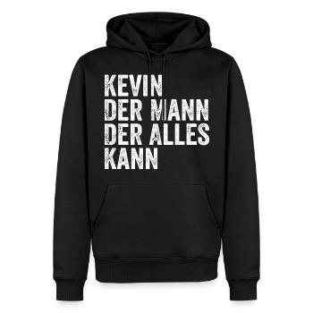 Kevin The Man Who Can Do Everything First name Kevin - Men’s Premium Organic Hoodie - black - Front - Nico (187cm)