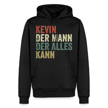 Kevin Der Mann Der Alles Kann Vorname Kevin - Männer Premium Bio Hoodie - Schwarz - Vorne - Nico (187cm)