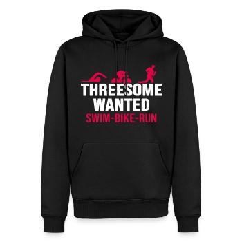 Triathlète de triathlon « natation-vélo-course » tout autour - Sweat à capuche Premium bio Homme - noir - Devant - Nico (187cm)