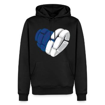 J'aime la Finlande - L'amour finlandais - Sweat à capuche Premium bio Homme - noir - Devant - Nico (187cm)