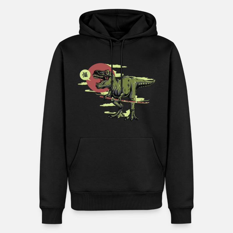 Dinosaure samouraï - Sweat à capuche Premium bio Homme - noir