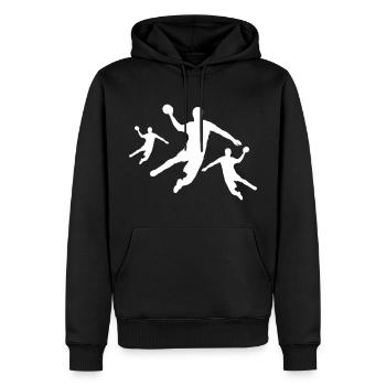 Équipe de joueurs de handball - Sweat à capuche Premium bio Homme - noir - Devant - Nico (187cm)