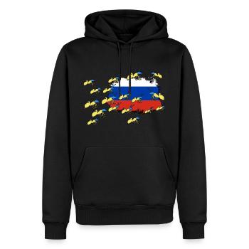 UKRAINE starke ukrainische FRONT Ameise SUPPORT - Männer Premium Bio Hoodie - Schwarz - Vorne - Nico (187cm)