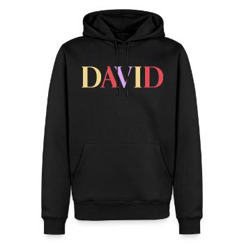 Prénom Homme Espagnol David - Sweat à capuche Premium bio Homme - noir - Devant - Nico (187cm)