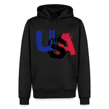USA - Sweat à capuche Premium bio Homme - noir - Devant - Nico (187cm)