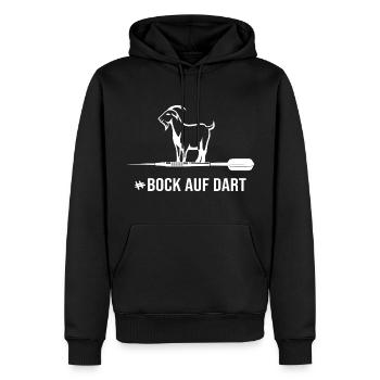 dart dartspieler bock auf dart - Männer Premium Bio Hoodie - Schwarz - Vorne - Nico (187cm)