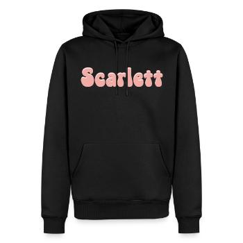 Nom Fille Scarlett Rétro Prénom Scarlett Couple - Sweat à capuche Premium bio Homme - noir - Devant - Nico (187cm)