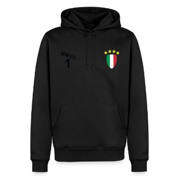 MMVII - Logo Foot Italie - Sweat à capuche Premium bio Homme - noir - Devant - Nico (187cm)