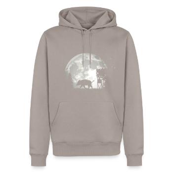 Chasse à la lune de sanglier - Sweat à capuche Premium bio Homme - taupe - Devant - Nico (187cm)