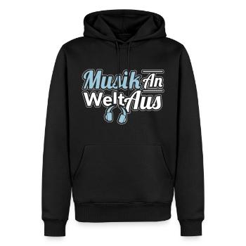 Musik an - Welt aus! - Männer Premium Bio Hoodie - Schwarz - Vorne - Nico (187cm)