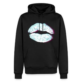 Lèvres 3D Kiss - Sweat à capuche Premium bio Homme - noir - Devant - Nico (187cm)